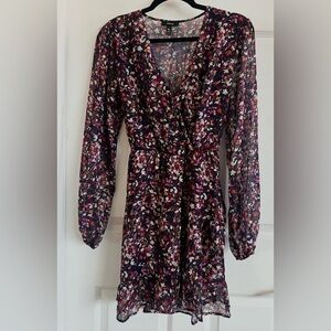 Aqua Multicolor Floral Long Sleeve Dress